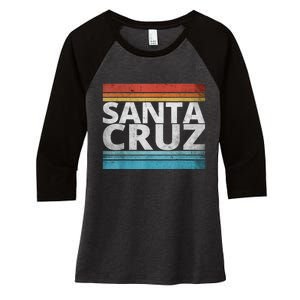 SANTA CRUZ CALIFORNIA SKATEBOARDING SURFING BEACH BOARDWALK Women's Tri-Blend 3/4-Sleeve Raglan Shirt