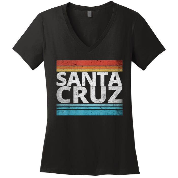 SANTA CRUZ CALIFORNIA SKATEBOARDING SURFING BEACH BOARDWALK Women's V-Neck T-Shirt