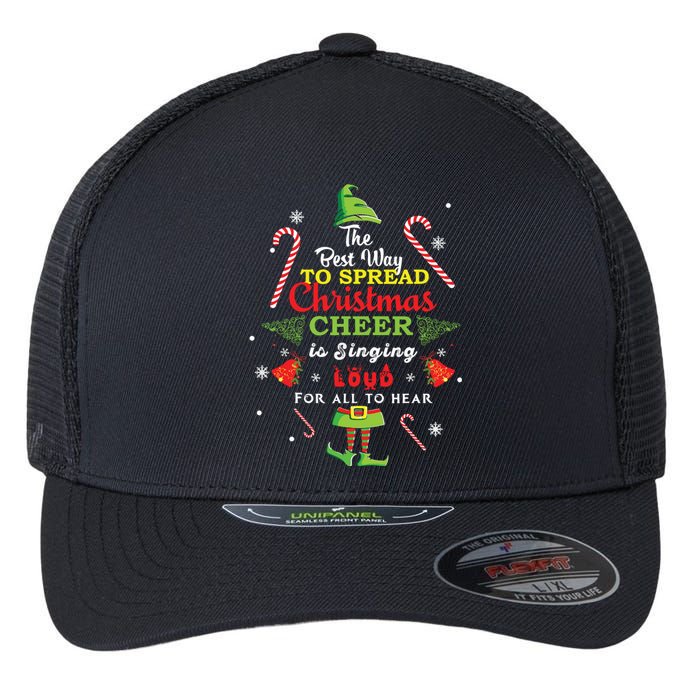 Spread Christmas Cheer Is Singing Loud Shirts Xmas Elf Pajama Flexfit Unipanel Trucker Cap