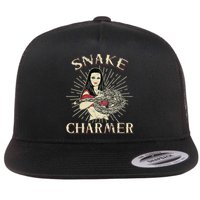 Snake Charmer Circus Party Snake Lover Gift Circus Flat Bill Trucker Hat