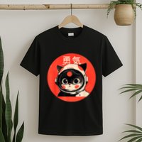 Space Cat Courage Japanese Retro Kawaii Cute Astronaut Cat T-Shirt