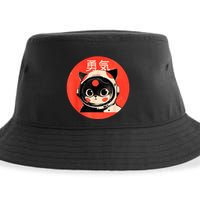Space Cat Courage Japanese Retro Kawaii Cute Astronaut Cat Sustainable Bucket Hat