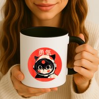 Space Cat Courage Japanese Retro Kawaii Cute Astronaut Cat Mug