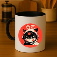 Space Cat Courage Japanese Retro Kawaii Cute Astronaut Cat Mug