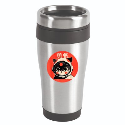 Space Cat Courage Japanese Retro Kawaii Cute Astronaut Cat 16oz Travel Tumbler