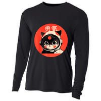 Space Cat Courage Japanese Retro Kawaii Cute Astronaut Cat Cooling Performance Long Sleeve Crew