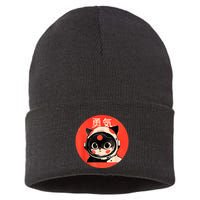 Space Cat Courage Japanese Retro Kawaii Cute Astronaut Cat Sustainable Knit Beanie