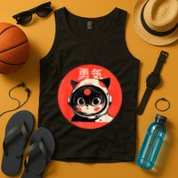 Space Cat Courage Japanese Retro Kawaii Cute Astronaut Cat Tank Top
