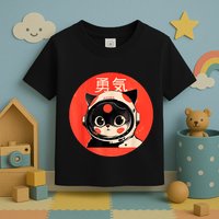 Space Cat Courage Japanese Retro Kawaii Cute Astronaut Cat Toddler T-Shirt