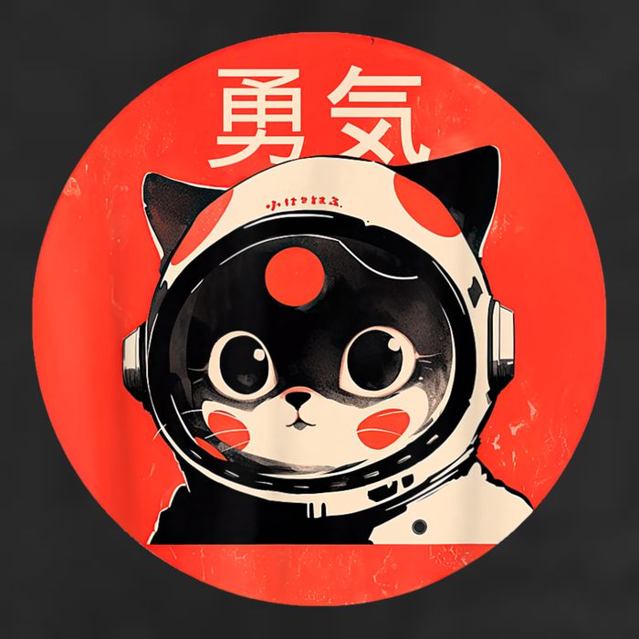 Space Cat Courage Japanese Retro Kawaii Cute Astronaut Cat Microfiber Hand Towel