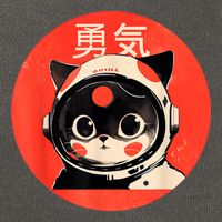 Space Cat Courage Japanese Retro Kawaii Cute Astronaut Cat Cotton Canvas Backpack