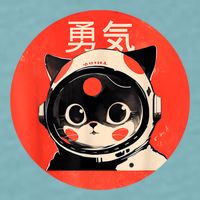 Space Cat Courage Japanese Retro Kawaii Cute Astronaut Cat Sueded Cloud Jersey T-Shirt