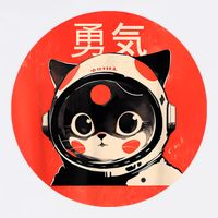 Space Cat Courage Japanese Retro Kawaii Cute Astronaut Cat Garment-Dyed Sweatshirt