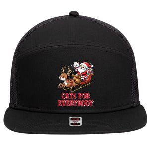 Santa Christmas Cats For Everybody Reindeer Cart Xmas Pajama Gift 7 Panel Mesh Trucker Snapback Hat