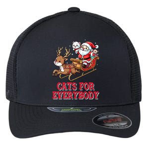 Santa Christmas Cats For Everybody Reindeer Cart Xmas Pajama Gift Flexfit Unipanel Trucker Cap