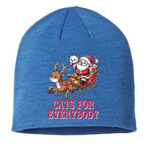 Santa Christmas Cats For Everybody Reindeer Cart Xmas Pajama Gift Sustainable Beanie