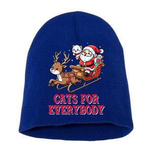 Santa Christmas Cats For Everybody Reindeer Cart Xmas Pajama Gift Short Acrylic Beanie