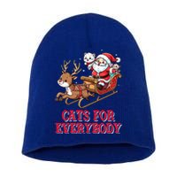 Santa Christmas Cats For Everybody Reindeer Cart Xmas Pajama Gift Short Acrylic Beanie