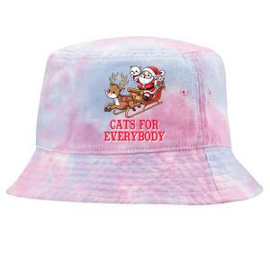 Santa Christmas Cats For Everybody Reindeer Cart Xmas Pajama Gift Tie-Dyed Bucket Hat