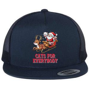 Santa Christmas Cats For Everybody Reindeer Cart Xmas Pajama Gift Flat Bill Trucker Hat