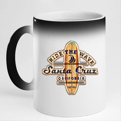 Santa Cruz Ca Vintage Surfers Gift 11oz Black Color Changing Mug