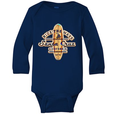 Santa Cruz Ca Vintage Surfers Gift Baby Long Sleeve Bodysuit