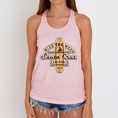 Santa Cruz Ca Vintage Surfers Gift Women's Knotted Racerback Tank