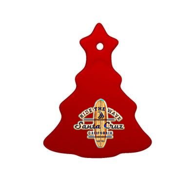 Santa Cruz Ca Vintage Surfers Gift Ceramic Tree Ornament