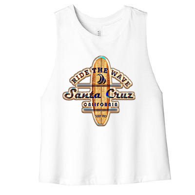 Santa Cruz Ca Vintage Surfers Gift Women's Racerback Cropped Tank