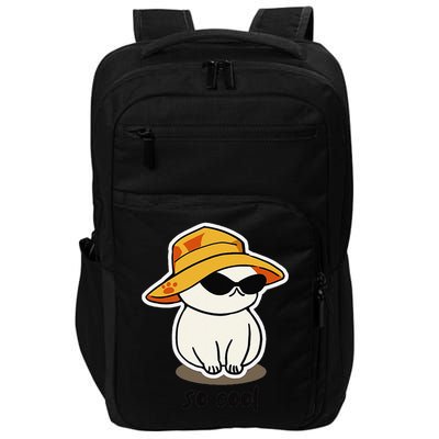 So Cool Cat In A Hat Summer Vibe Feline Humor Impact Tech Backpack
