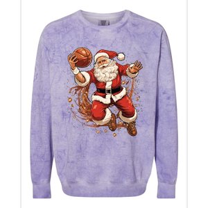 Santa Claus Christmas Basketball Xmas Meaningful Gift Colorblast Crewneck Sweatshirt