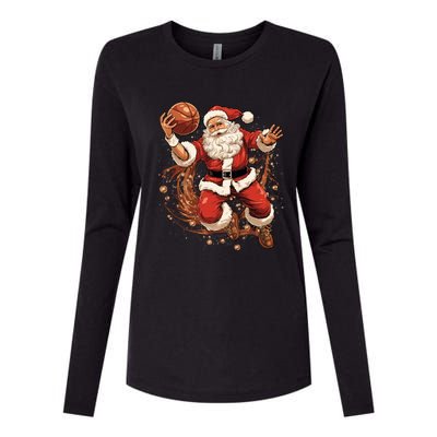 Santa Claus Christmas Basketball Xmas Meaningful Gift Womens Cotton Relaxed Long Sleeve T-Shirt