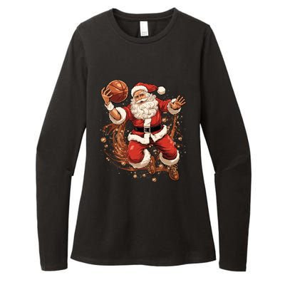 Santa Claus Christmas Basketball Xmas Meaningful Gift Womens CVC Long Sleeve Shirt