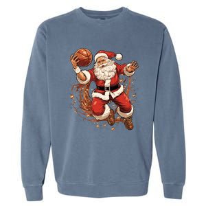 Santa Claus Christmas Basketball Xmas Meaningful Gift Garment-Dyed Sweatshirt