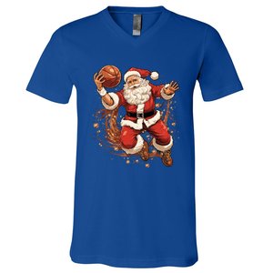 Santa Claus Christmas Basketball Xmas Meaningful Gift V-Neck T-Shirt