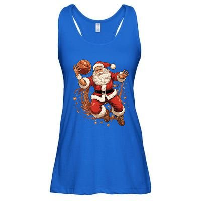 Santa Claus Christmas Basketball Xmas Meaningful Gift Ladies Essential Flowy Tank