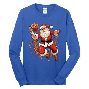 Santa Claus Christmas Basketball Xmas Meaningful Gift Tall Long Sleeve T-Shirt