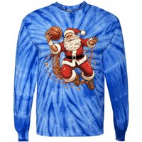 Santa Claus Christmas Basketball Xmas Meaningful Gift Tie-Dye Long Sleeve Shirt