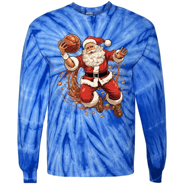 Santa Claus Christmas Basketball Xmas Meaningful Gift Tie-Dye Long Sleeve Shirt