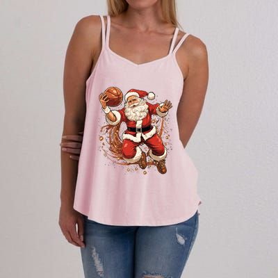 Santa Claus Christmas Basketball Xmas Meaningful Gift Women's Strappy Tank