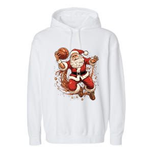 Santa Claus Christmas Basketball Xmas Meaningful Gift Garment-Dyed Fleece Hoodie