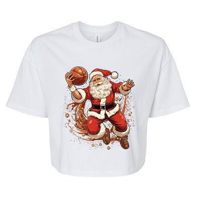 Santa Claus Christmas Basketball Xmas Meaningful Gift Bella+Canvas Jersey Crop Tee