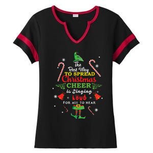 Spread Christmas Cheer Is Singing Loud Xmas Elf Pajama Ladies Halftime Notch Neck Tee