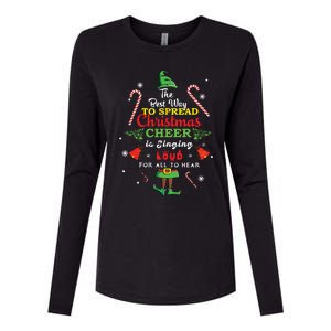 Spread Christmas Cheer Is Singing Loud Xmas Elf Pajama Womens Cotton Relaxed Long Sleeve T-Shirt