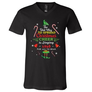 Spread Christmas Cheer Is Singing Loud Xmas Elf Pajama V-Neck T-Shirt