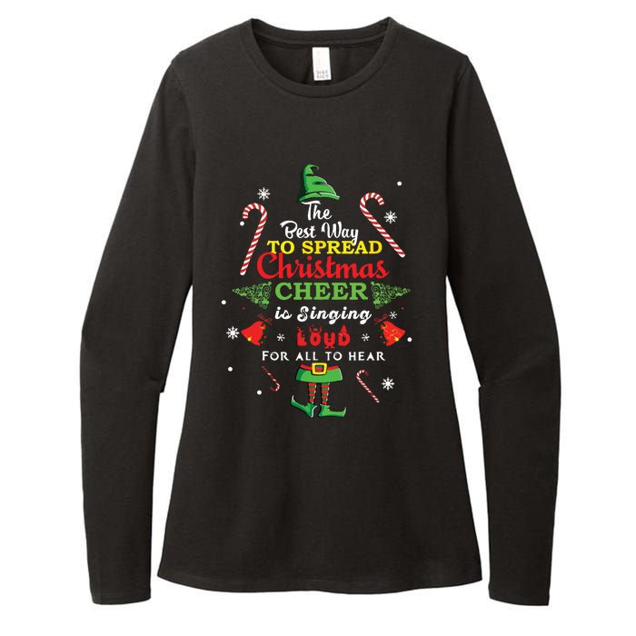 Spread Christmas Cheer Is Singing Loud Xmas Elf Pajama Womens CVC Long Sleeve Shirt