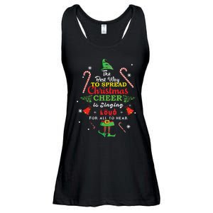 Spread Christmas Cheer Is Singing Loud Xmas Elf Pajama Ladies Essential Flowy Tank