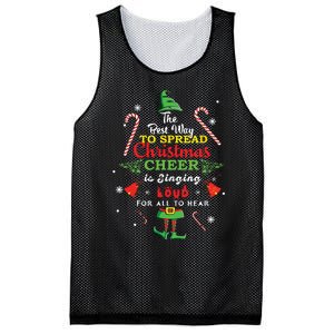 Spread Christmas Cheer Is Singing Loud Xmas Elf Pajama Mesh Reversible Basketball Jersey Tank