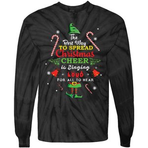 Spread Christmas Cheer Is Singing Loud Xmas Elf Pajama Tie-Dye Long Sleeve Shirt