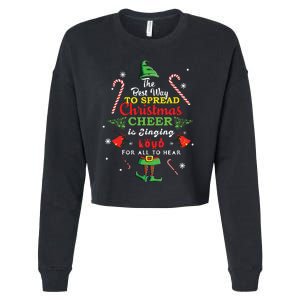 Spread Christmas Cheer Is Singing Loud Xmas Elf Pajama Cropped Pullover Crew